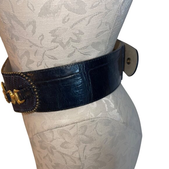 Streets Ahead Vintage Womens Belt One Size Black Equestrian Horse Themed - Picture 8 of 16